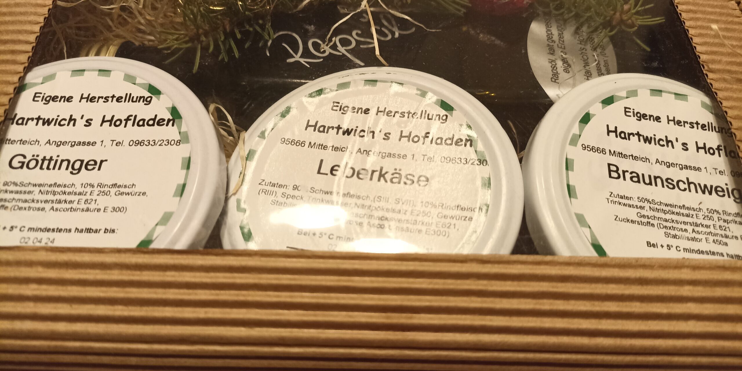 3 Gläser + 1 Rapsöl = 18,- €